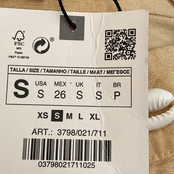 NWT. Zara Beige Seashell Detailing High-Waist Midi Skirt with Slit. Size S. - Picture 6 of 9